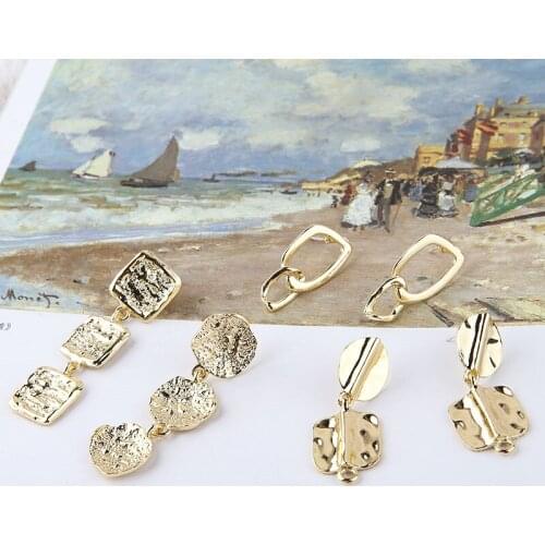 10pcs Europe And America Simple Alloy Geometric Hollow 925 Tremella Trendy Stud Earrings For Women Material Jewelry Accessories