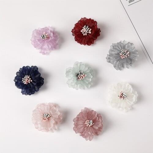 30pc 3cm Curling stamen flowers Fashion Hair Accessories DIY Accessory Boutique Wedding decoration flower No Hairclip hair bow