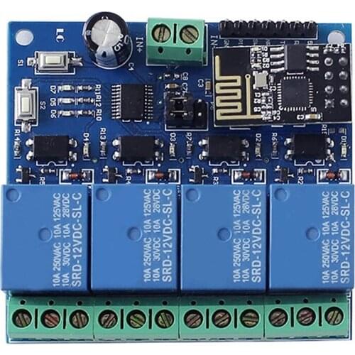 ESP8266 DC 12V 4 Channel Relay Board ESP-01 WIFI Module for Smart Home 4 Channel WIFI Relay Module