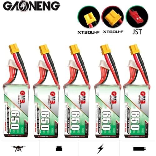 5PCS/Set Gaoneng GNB Max 140C 650mAh 14.8V 4S HV Lipo Battery with XT30U-F Plug for DYS FPV Racing Drone 4 Axis RC Drone Parts
