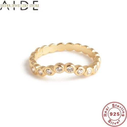 AIDE Luxurious Wave Pattern Rings For Women INS Zircon Strand Size 6/7/8 Finger Rings Silver 925 Jewelry Engagement Gift Anillos