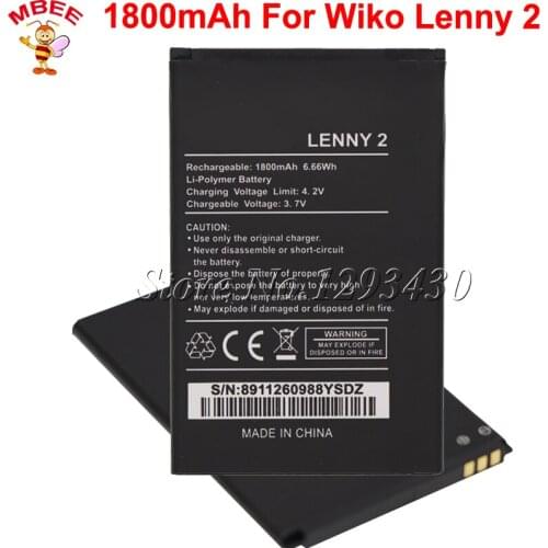 For Wiko Lenny 2 Battery 1800mAh Batterie Bateria