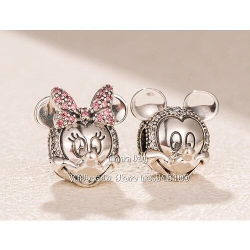 Alissa 2018 Winter Sterling Silver Mickey and Minnie Portrait With Crystal CZ Fit Original Women Pandor Bracelet