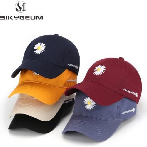 SIKYGEUM New Womens Baseball Cap Flower Small Embroidery Caps Adjustable Womens Baseball Hat Cotton Sunshade Hat For Men Women