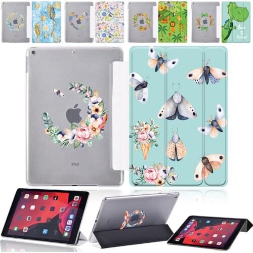 For Apple IPad (7th/8th Gen) Tablet Case for Air 1 2 3 4/mini 1 2 3 4 5/iPad (5th/6th) Cartoon Smart Tri-fold Stand Cover Case