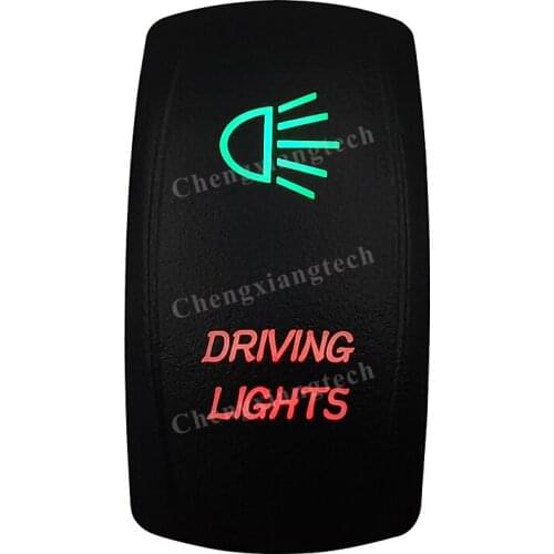 Laser -DRIVING LIGHTS -Car Boat Green & Red Led On Off Rocker Switch Waterproof, Overload Protection, SPST, Truck Marine Caravan