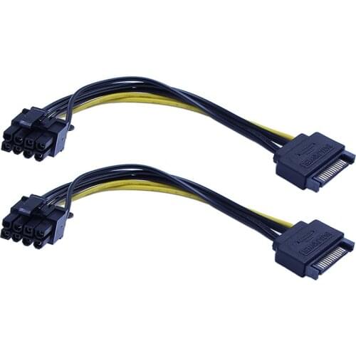 10 PCS New 15Pin SATA Male to 8Pin(6+2) PCI-E Power Supply Cable 20cm SATA Cable 15-Pin to 8 Pin Cable 18AWG Wire