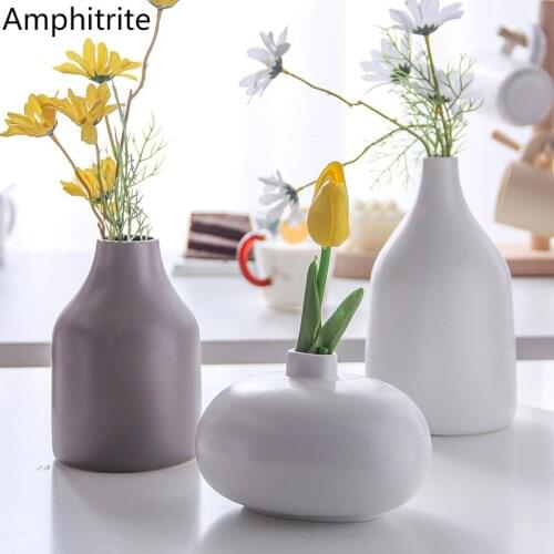 Nordic Simple Ceramic Vase House Home Decoration Accessories Modern Dired Flower Living Room Be Soft White High Quality