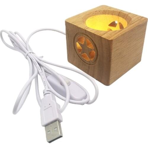 Square Wooden 3D Night Light Base Holder LED Display Stand for Crystals Glass Ball Illumination Lighting Accessories