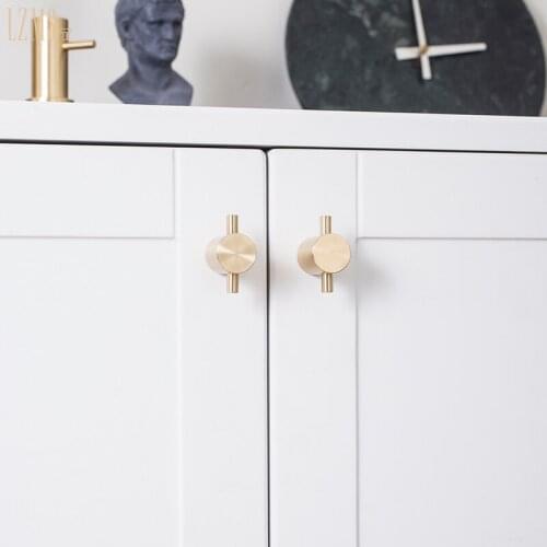 Brass Handle Nordic Furniture Minimalist Wardrobe Door Drawer Shoe Cabinet Furniture American Style Single Hole Pure Copper Knob