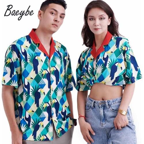 Summer Womens Aloha Shirt Blouse Male Short Sleeve Anime Print Shirts Mens Stylish Casual Hawaiian Clothes Leisure Shellort