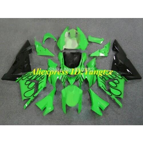 Motorcycle Fairing kit for KAWASAKI Ninja ZX10R 2004 2005 ZX10R 04 05 Green flames black ABS Fairings set+7 gifts SF58