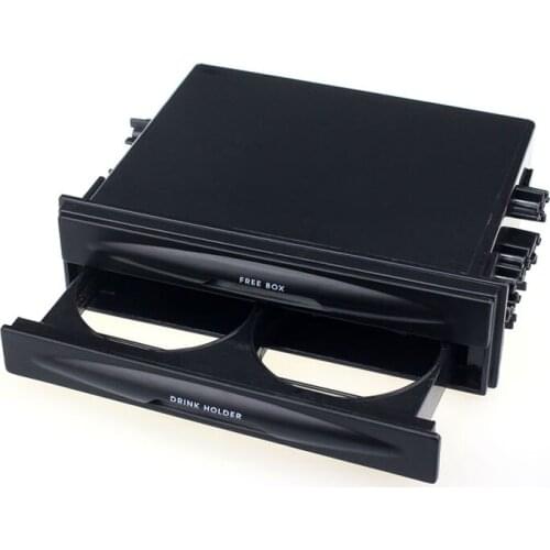 Car auto Storage tools Universal Black Car styling Double Din Radio Pocket Drink Cup Holder+Storage Box car interior accessories