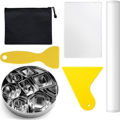 Clay Tool Kit,Acrylic Clay Roller and Sheet,Scraper Backing Board,Geometric Shape Cutter,Clay Modeling Tool for DIY Clay