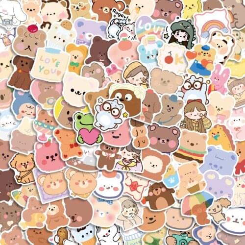 Korean Cartoon Bear Stickers Cute Animal Girl Decoration Stickers Hand Account Mobile Phone Shell Ipad Computer Stickers Label