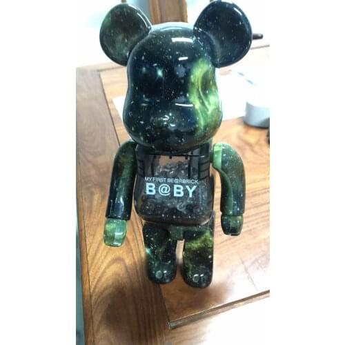 New Sell 400% 28cm Bear@bricklys Colorful Beads Pvc Action Figures Blocks Bear Doll Decoration Models Friends Toy Christmas Gift