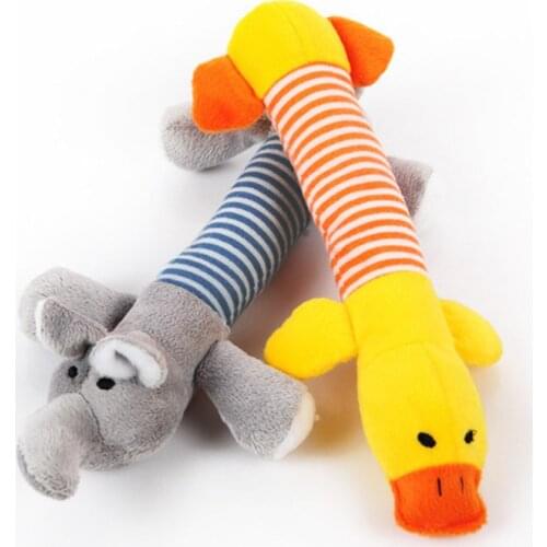 Pet Dog Plush Toys Stuffed Striped Squeaky Sound Elephant/Duck/Pig Puppy Squeak Chew Toy SP99