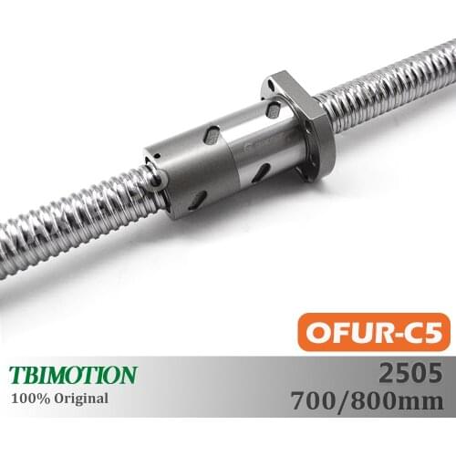 TBI C3 C5 2505 Ball screw 5mm lead with DFUR2505 OFUR2505 Ballnut CNC anti backlash 700mm 800mm Double nut High Precision CNC