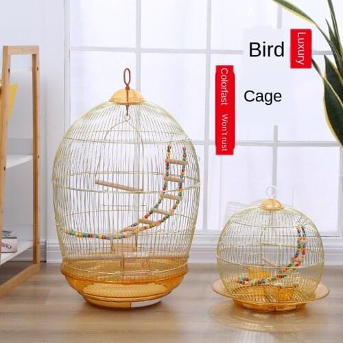 Tiger Skin Xuanfeng Little Sun Parrot Cage Round Luxury Golden Myna Wren Metal Bird Cage Bird Houses Accessories Pet Supplies