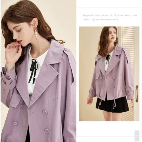 Purple Windbreaker Womens Spring and Autumn 2021 New Fashion Big Lapel with Short Jacket