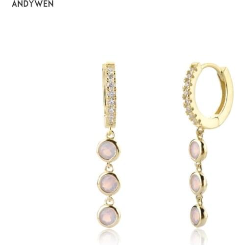 ANDYWEN 925 Sterling Silver Purple Opals Drop Earring Pendiente Clips Piercing Luxury Fine Jewelry 2021 Wedding For Women Gift