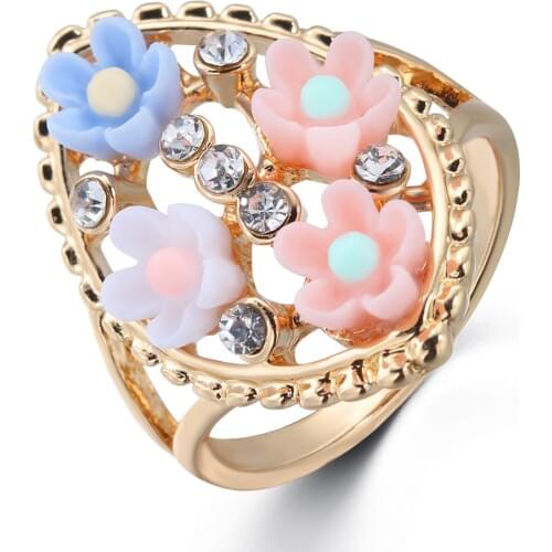 Small Fresh Flower Gold Finger Ring Female Charm Ring Female Engagement Ring Fashion Women Party Simple Jewelry Girlfriend Gift