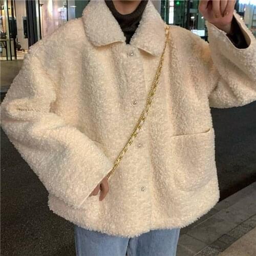 2021 Winter Clothes Women Coat Warm Velvet Soft Button Jacket Sweet Coat Ladies Plush Overcoat Pocket Casual Outerwear