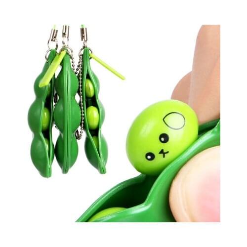 1/2Pcs Game Infinite Squeeze Edamame Toys Peas Beans Keychain Fun Beans Pendants Stress Ball Funny Gadgets Stress Relief Strap