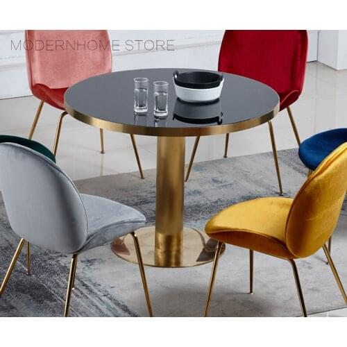 Modern Classic Design fashion popular nordic Home Furniture Dining living Room Luxury Gold Black Color Dining Round Table 1PC