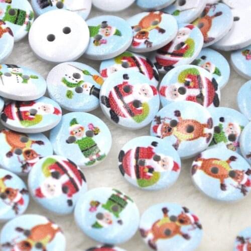 10/50/100pcs Mix Merry Christmas Wood Buttons 15mm Sewing Craft Lots WB233