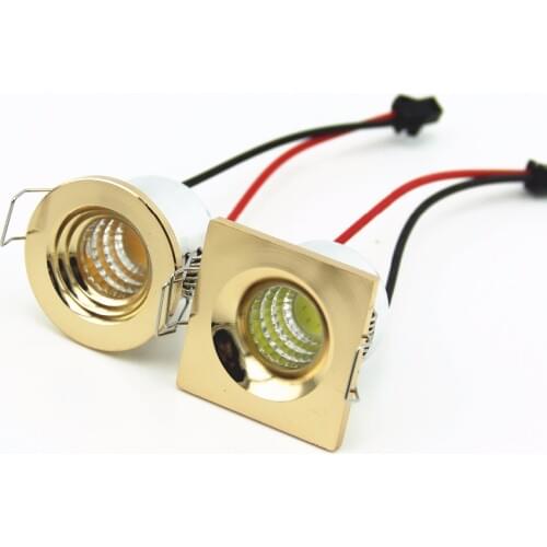 10pcs 3W Round Square LED Cabinet Down lights DC12/24V Golden Color Mini COB Jewelry Downlights Lamps Including Driver