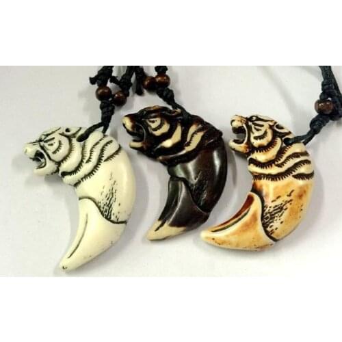 FREE SHIPPING 12 Leopard Head Necklace Imitation Totem Tooth Style