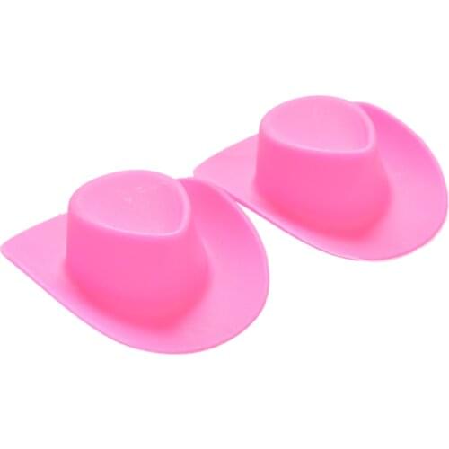 2 Pcs Pink Color Doll Cowboy Hat for Dolls Accessories Toys Kids