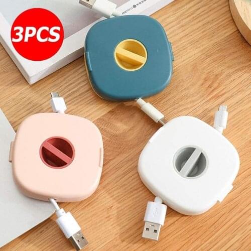 3 PCS Cord Organizer Cable Management Winder Desk Retractable Cable Clips Tangle Cord Organizer Case for USB Wires Home Office
