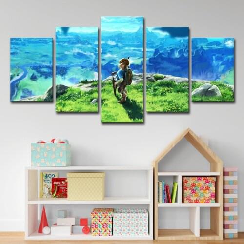 No Framed Canvas 5Pcs Zelda Game Anime Wall Posters Paintings Home Decor Accessories for Living Room Bedroom Decoration Pictures