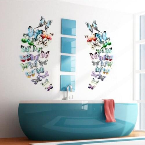 600Pcs/lot Butterflies Wall Sticker Decals Stickers New Year Home Decorations 3D Butterfly PVC Wallpaper For Living Room