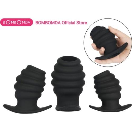 BOMBOMDA 3 Sizes Hollow Anal Plug Soft Prostate Massager Butt Plug Anal Sex Toys For Woman Men Anal Dilator Sex Products