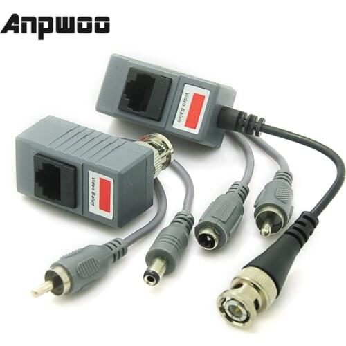 ANPWOO CCTV Transceiver Twisted Pair RJ45 UTP Balun BNC Audio Video DC Power CAT5