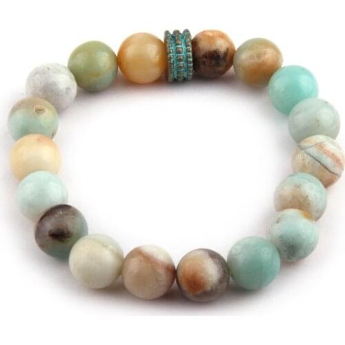 Free Shipping 10mm Natural Stones Bead Armband Amazonite Stone Bracelet
