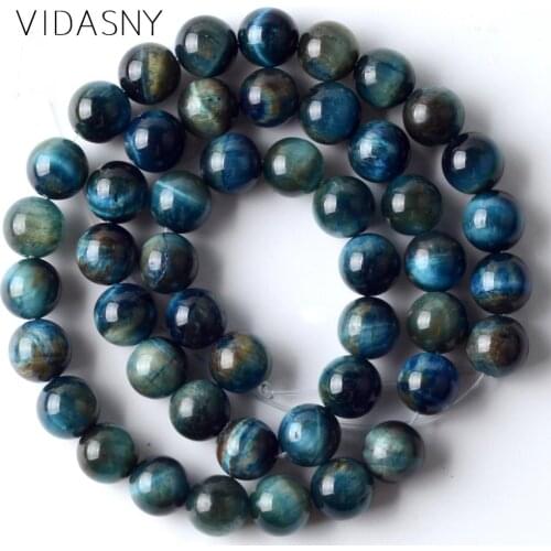 Natural Stone Blue Tiger Eye Beads For Jewelry Making 6 8 10mm Round Spacer Loose Beads Diy Bracelets Jewellery 15" Strand