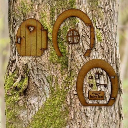 Wooden Fairy Garden Tree Dollhouse Three-dimensional Assembly Kit Decorations Hugger Yard Art Ornaments Miniature Children Gift