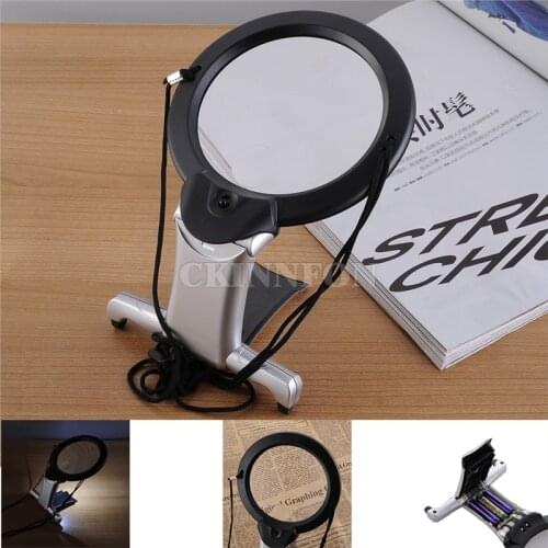 DHL 50PCS LED Light Magnifier Neck Hang Magnifying Glass Loupe with Hard Resin Lens 11B-1
