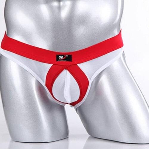 Mens Low-Waisted Sexy T-back Briefs Sissy Ring Lock Thong G-string Underwear Hollow Out Breathable Thong Male Underpants