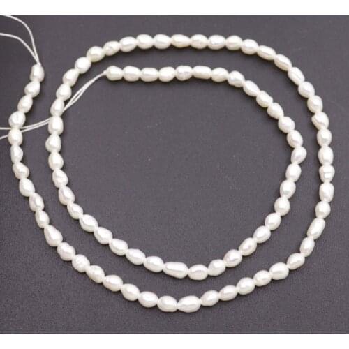 Natural White Baroque Drop Pearl Loose Beads Jewelry Making 14 inches 3mmX4-5mm