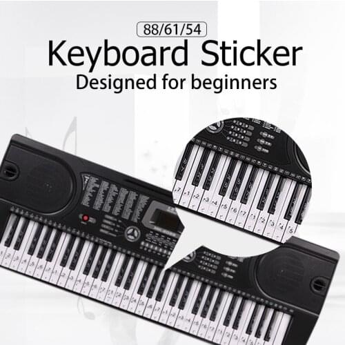 Piano Keyboard PVC Sticker Stave Note 54 61 88 Keys Piano Sticker Label Electronic Transparent Removable Kids and Beginners