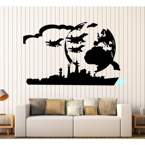 Airplane Sticker Vehicle Earth Map Classic Aircraft Vinyl Wall Decals Aeroplane Parede Decor Mural Sticker Battleship Decal