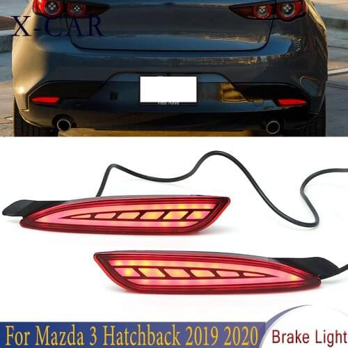 X-CAR 1Pair Car LED Rear Bumper Brake Light Turn Signal Light Reflector Driving Light Tail Light For Mazda 3 Hatchback 2019 2020