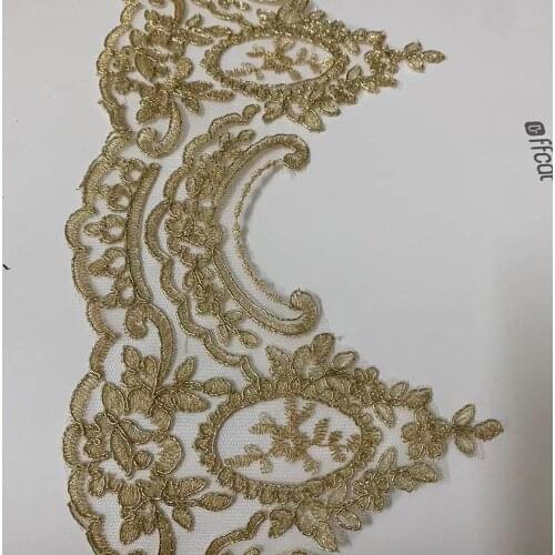 1Y/16CM Wide Exquisite Gold Thread Cart Bone Thorn Embroidered Edge Dress Home Woven Lace Fabric Dance Wear Childrens Wear