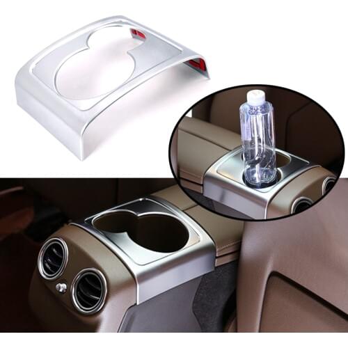 JEAZEA ABS Chrome Silver Rear Drain Cup Holder Panel Trim Fit For Mercedes Benz E Class 2016 2017 Car Accessories