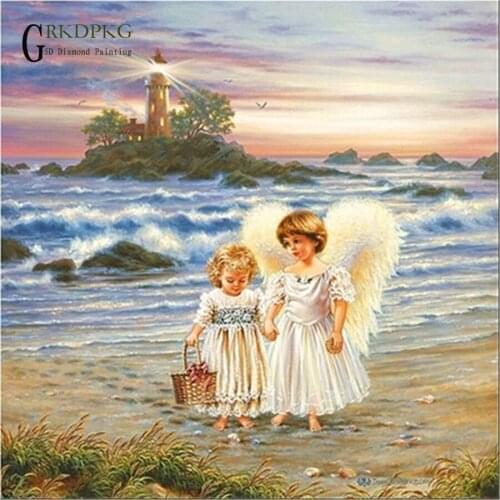 Seaside Angel ima 5D diy diamond painting full square diamond embroidery Cross stitch pictures of rhinestones Wedding decoration